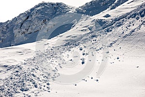 Mountain tops in winter covered in snow