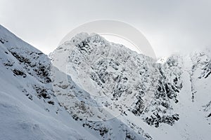 Mountain tops in winter covered in snow