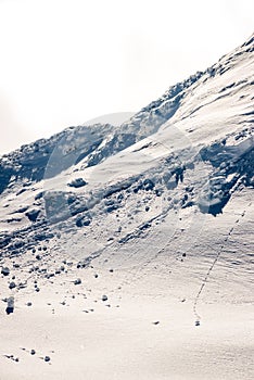 Mountain tops in winter covered in snow