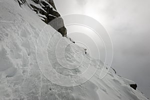 Mountain tops in winter covered in snow