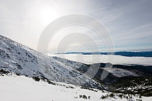 Mountain tops in winter covered in snow