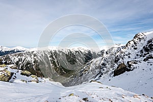 Mountain tops in winter covered in snow