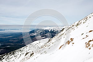 Mountain tops in winter covered in snow