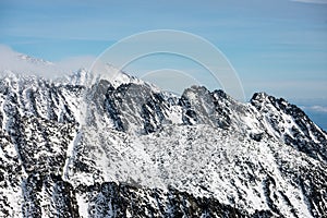 Mountain tops in winter covered in snow
