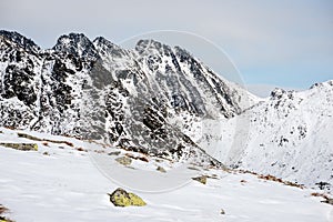 Mountain tops in winter covered in snow