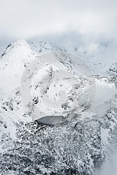 Mountain tops in winter covered in snow