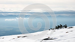 Mountain tops in winter covered in snow