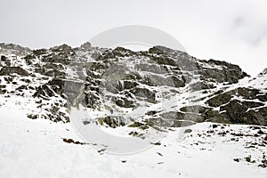 Mountain tops in winter covered in snow