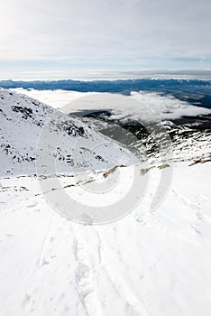 Mountain tops in winter covered in snow