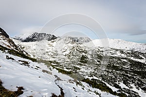 Mountain tops in winter covered in snow