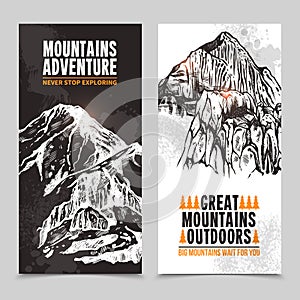 Mountain tourism 2 vertical banners