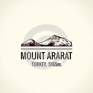 Mountain tourist vector logo. Emblem Mount adventures outdoors. photo