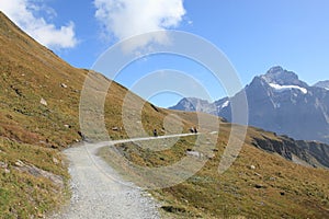 Mountain track at Swiss alps