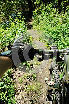 Mountain trail bike handlebar photo