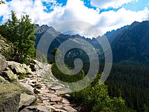 Mountain trail in High Tatras mountains, Slovakia