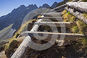 Mountain trail in Slovakia. High Tatras. Koprovsky peak