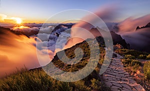 Mountain trail to Pico do Arieiro