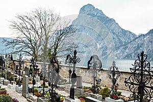 Mountain Traunstein with Graveyard
