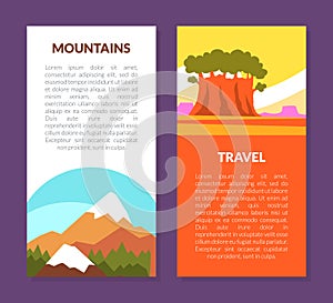 Mountain Travel Banner Design with Peaky Summit Vector Template photo