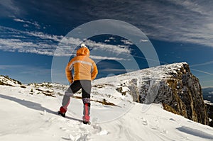 Mountain Traveler in winter time