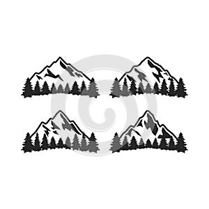 Mountain with trees forest silhouette