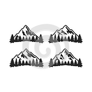 Mountain with trees forest silhouette