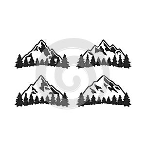 Mountain with trees forest silhouette