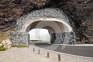 Mountain tunnel near Punta del Fraile view point, Tenerife, Canary islads, Spain