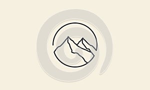 mountain unique line circle logo symbol icon vector graphic design illustration