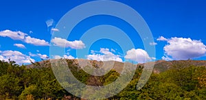 mountain vacation and blue sky