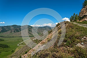 Mountain valley forest sky