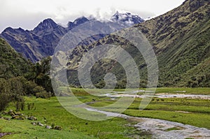 Mountain valley and river. Huascaran National Park, Cordillera