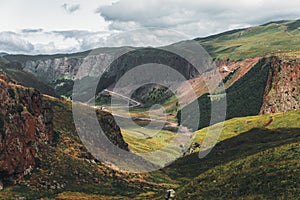 Mountain valley in summer, scenic landscape. Prielbrusye, North Caucasus, Russia