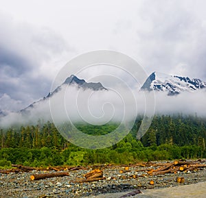 mountain valley with rushing river