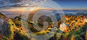 Mountain valley during sunrise. Natural summer landscape in Slovakia