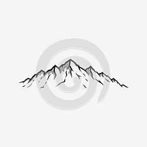 Mountain Vector Illustration Black and White Monochrome Silhouette
