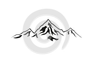 Mountain vector illustration, landscape mature silhouette element outdoor icon snow ice tops and decorative isolated