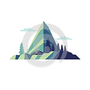 Mountain vector illustration, mountain top in flat design style, cartoon peak hill