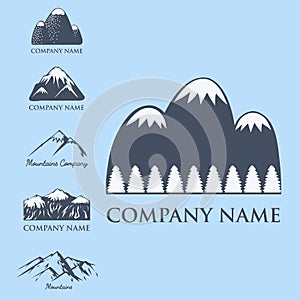 Mountain vector silhouette nature outdoor rocky snow ice top decorative landscape travel climbing hill peak hiking photo