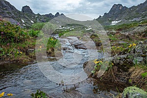 Mountain is very clean and clear lake. Magnificent summer landscape in the mountains