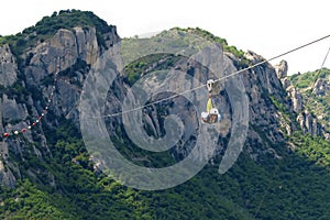 Mountain view and Angel& x27;s Flight in Castelmezzano , Basilicata, Italy