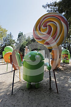Mountain View, CA, US, 2.09.2020 - Android statue at Google Statues Square
