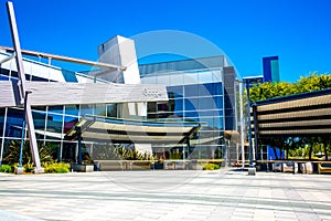 Mountain View, CA/USA - May 21, 2018: Exterior view of a Googleplex building, the corporate headquarters complex of Google and its