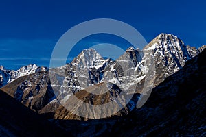 Mountain view from Cho La Pass in Nepal trekking