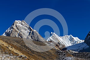 Mountain view from Cho La Pass in Nepal trekking