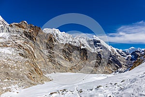 Mountain view from Cho La Pass in Nepal trekking