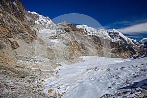 Mountain view from Cho La Pass in Nepal trekking