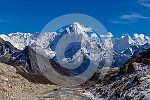 Mountain view from Cho La Pass in Nepal trekking