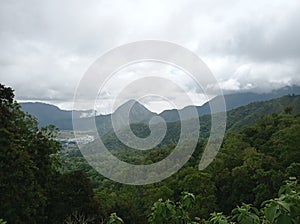 Mountain view with cloudy sky