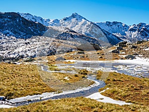 Mountain view in Ecrins national park on the way to Col Des Muandes, France